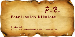 Petrikovich Nikolett névjegykártya