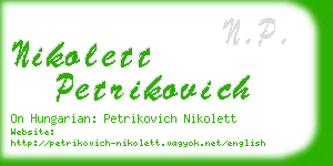 nikolett petrikovich business card